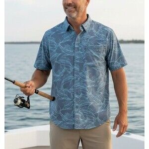 Huk Size S Kona Shirt Fishing Marlin Sailfish Button Up Short Sleeve Coastal